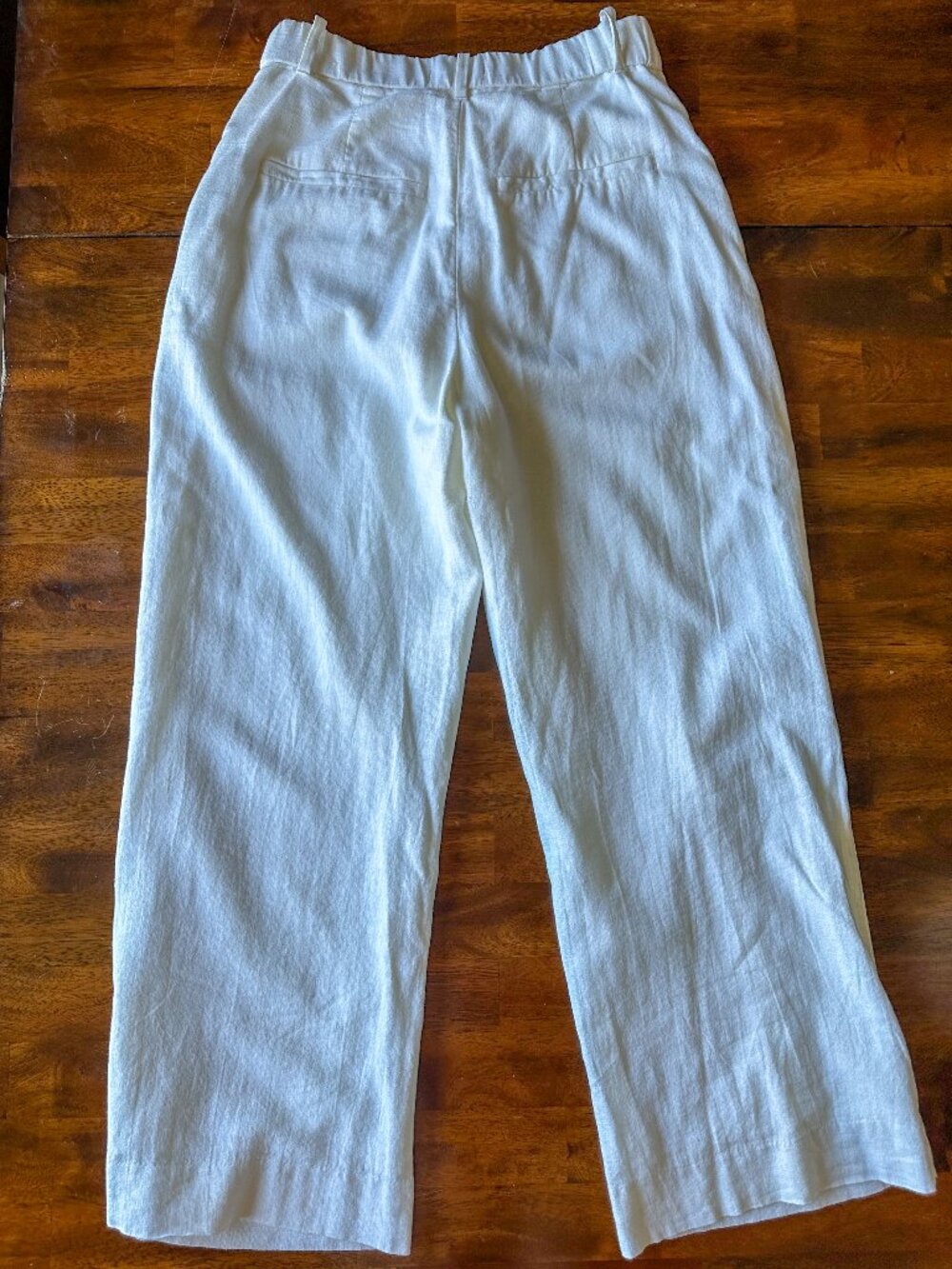 Abercrombie & Fitch Linen-Blend Tailored Wide Leg Pant-White-Small Short - Picture 6 of 6